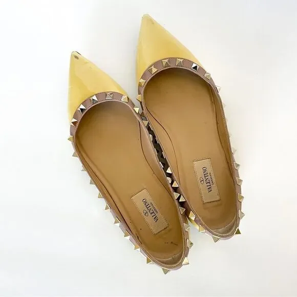 VALENTINO Garavani Rockstud Flats Yellow Lavender Purple - Picture 1 of 7